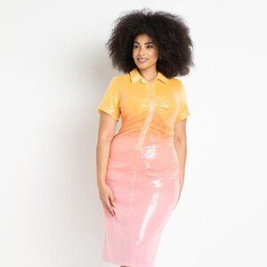 NWOT Eloquii Ombre Gold and Orange Sequin Dresssiz 14W